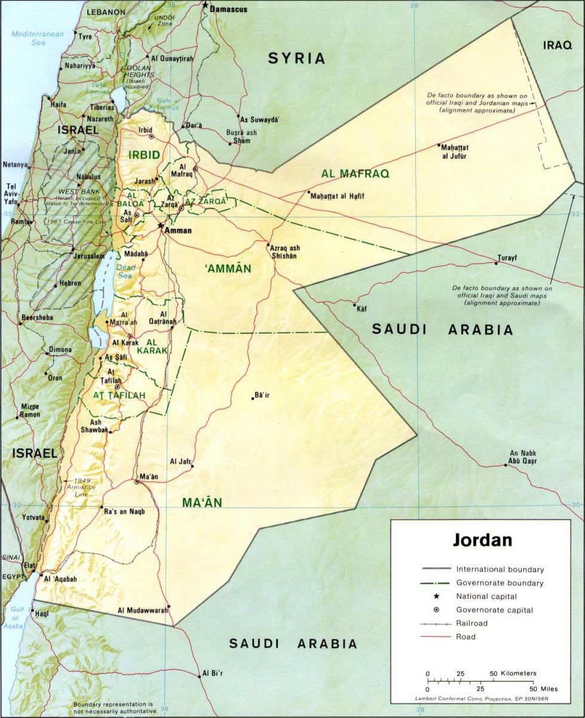 подробна карта на Йордания