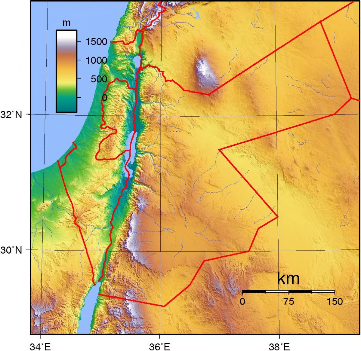 карта на Йордания топографическая