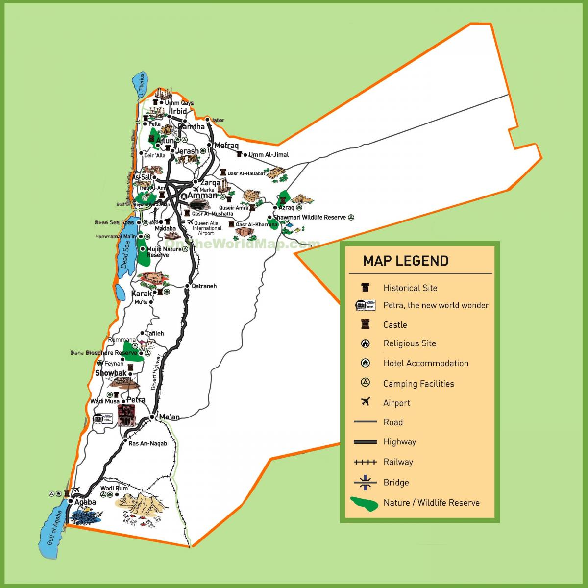карта на Йордания туристически сайтове