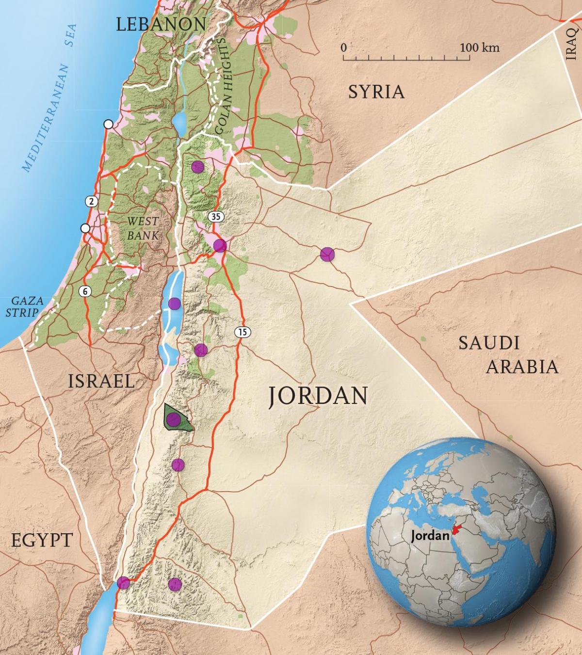 кралство Йордания картата