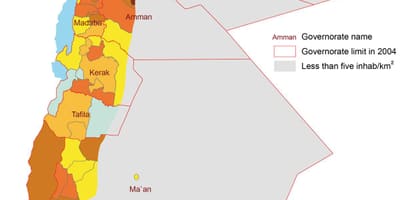 Карта на Йордания населението